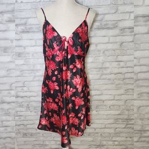 Vintage Enchanting Rose Print Slip Mini Dress